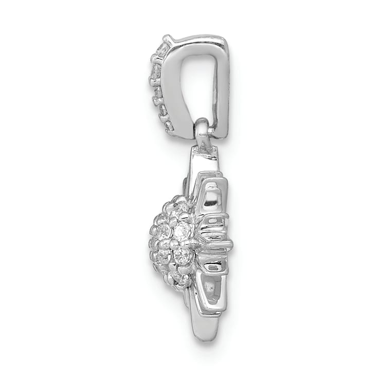 Rhodium Over 14k White Gold Diamond Fancy Sun and Star Pendant