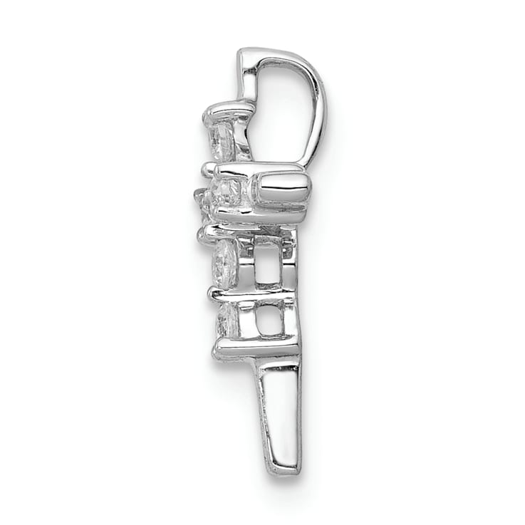 Rhodium Over 14k White Gold Diamond Cross Chain Slide Pendant
