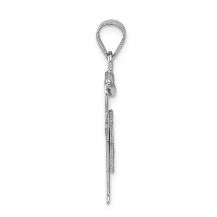 Rhodium Over 14k White Gold Satin Diamond Kid with Hat Pendant