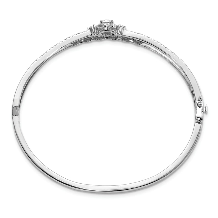 Rhodium Over 14K White Gold Lab Grown Diamond Swirl Bangle 0.992ctw