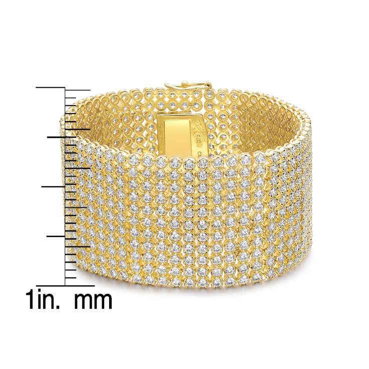 CZ Mesh Link Bracelet In 14K Gold Over Brass
