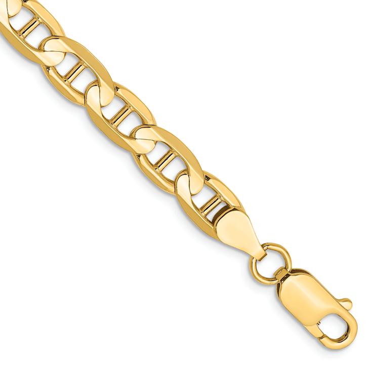 10k Yellow Gold 6.25mm Concave Mariner Link Bracelet
