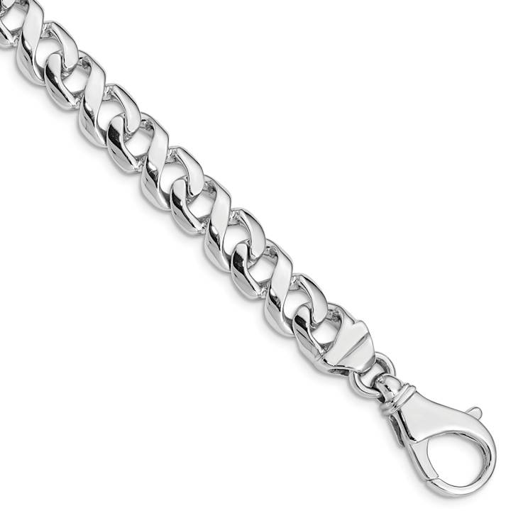 Rhodium Over 14k White Gold 8.75mm Hand-polished Fancy Link Bracelet