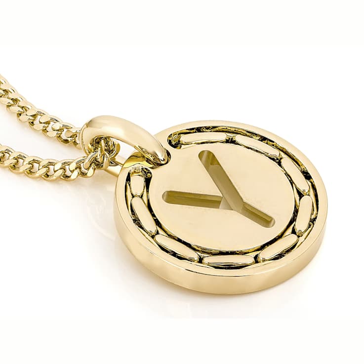 Cardano Initial Y Pendant Necklace In 18K Gold Over Bronze