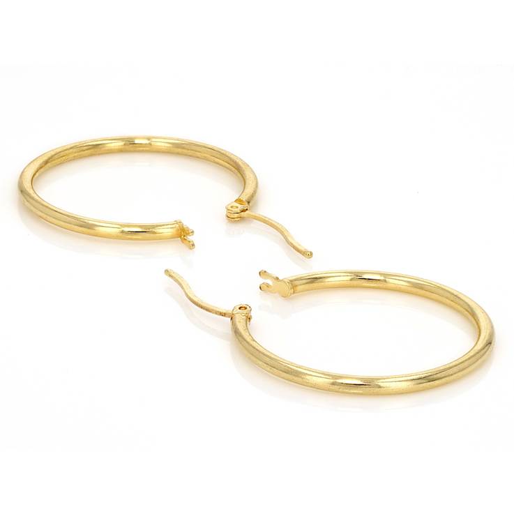 Classic Polished Hoop Earrings In 18K Gold Over Sterling Silver 1.0"