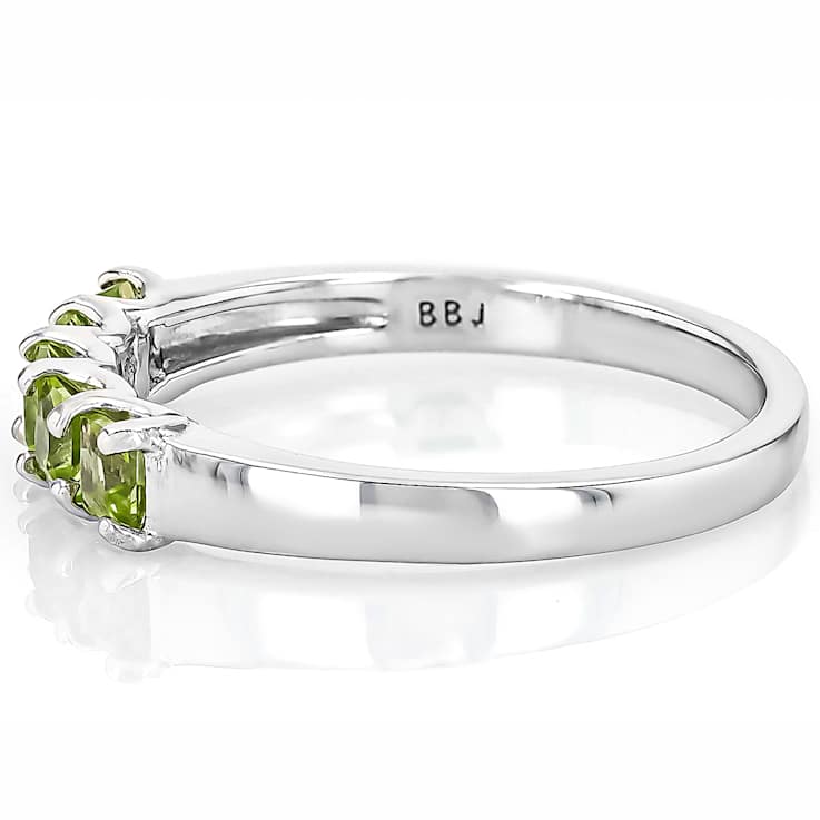 Peridot Square-Cut Band Ring In Sterling Silver