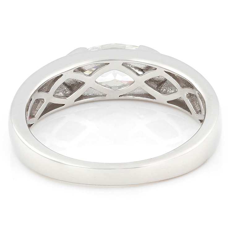 Marquise Moissanite Solitaire Ring In Platinum-Enhanced Sterling Silver