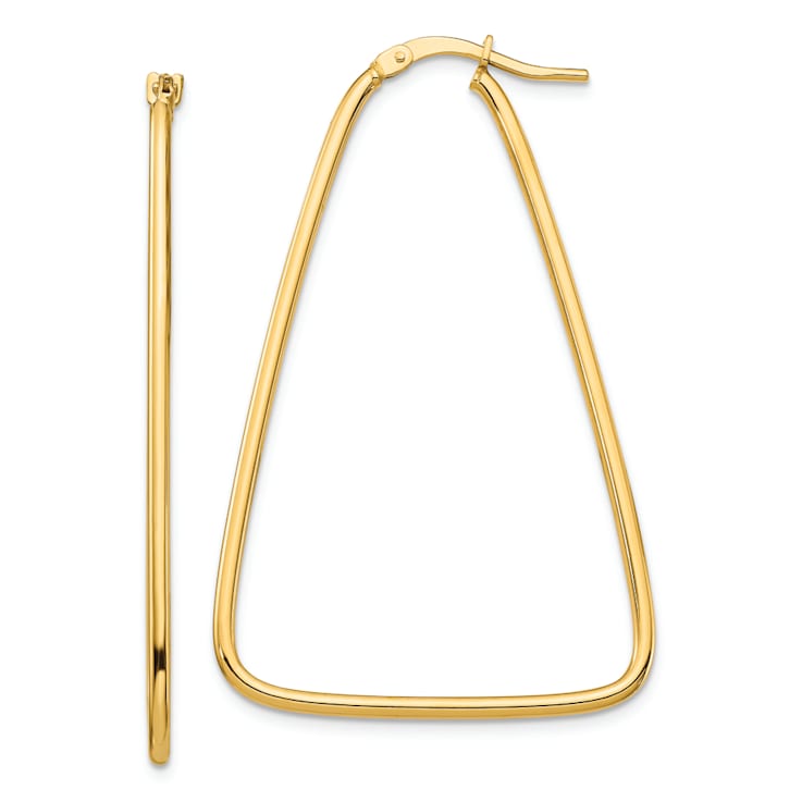 14k Yellow Gold 1 3/4" Polished Large Triangle Dangle Hoop Earrings