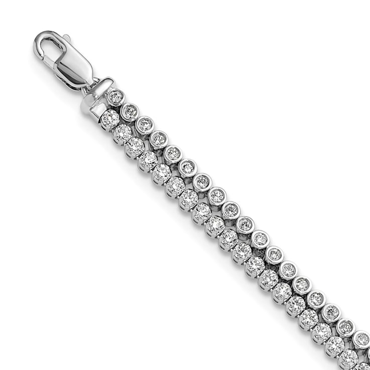 14K White Gold Lab Grown Diamond VS/SI GH, with 1 Inch Extension Double Bracelet