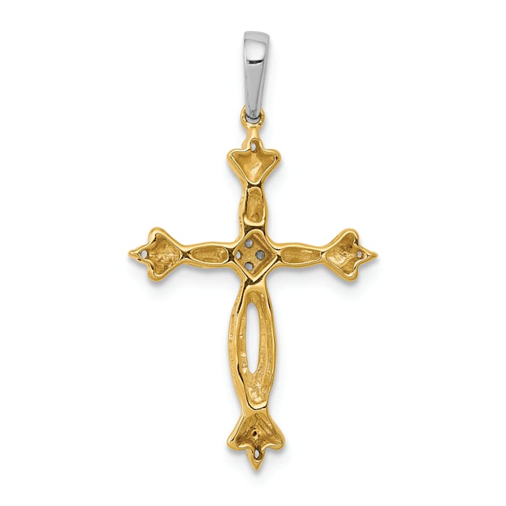 14k Two-tone Gold Diamond Cross Pendant