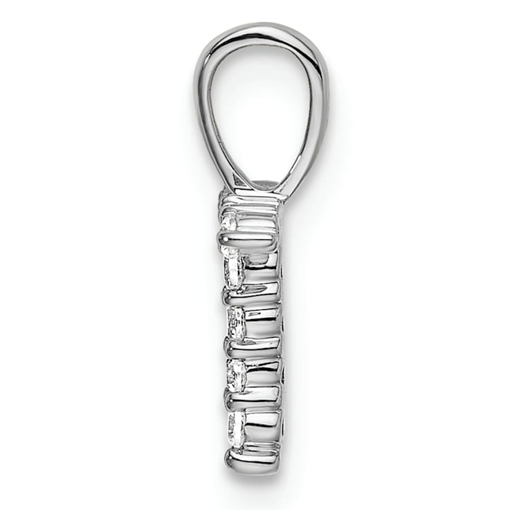 Rhodium Over 14K White Gold Lab Grown Diamond Letter T Initial Pendant