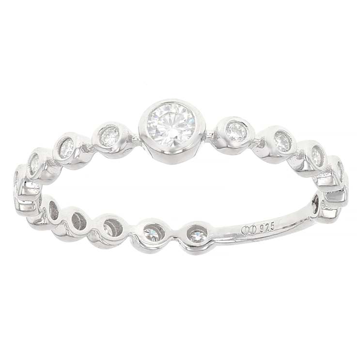 Moissanite Stackable Ring Set in Platinum-Enhnace Sterling Silver