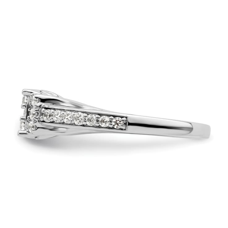 Rhodium Over 14K White Gold Lab Grown Diamond VS/SI GH, Cluster Ring 0.739ctw