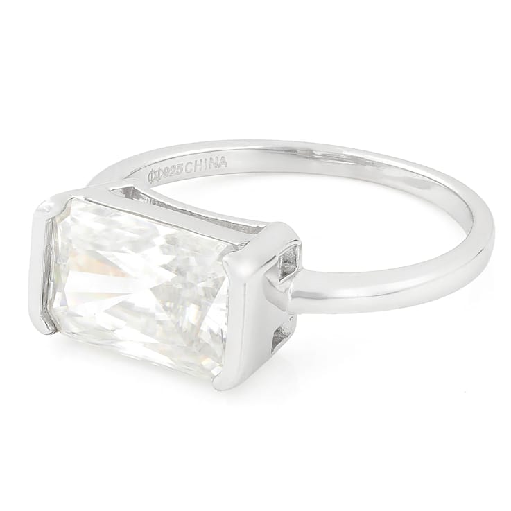 Moissanite Radiant-Cut Solitaire Ring In Platinum-Enhanced Sterling
Silver 4.00ctw Diamond Equivalent Weight