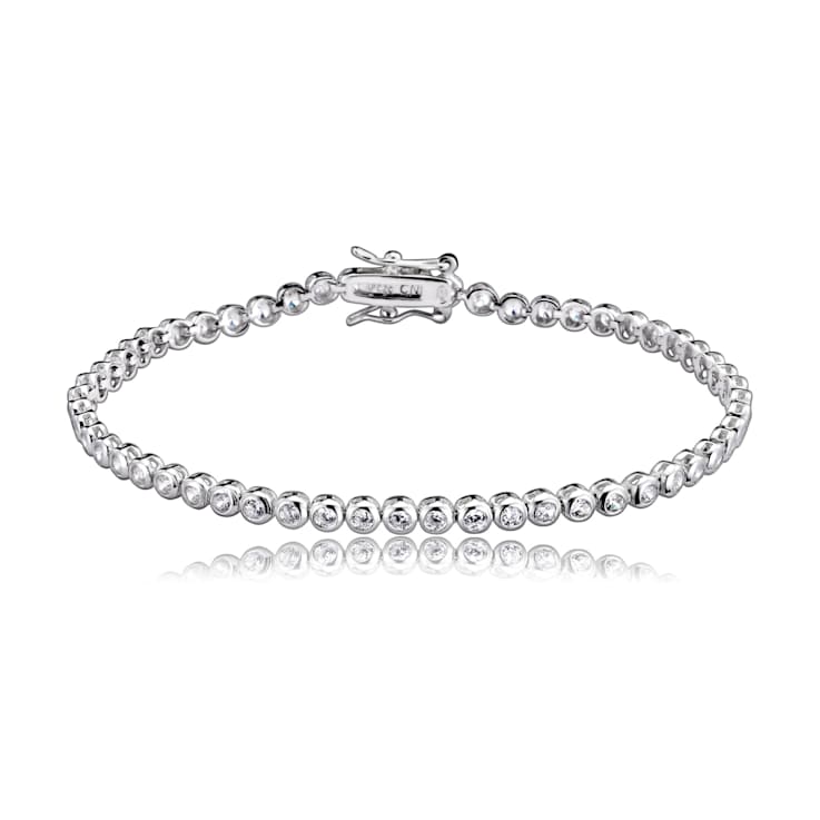 CZ Bezel-Set Tennis Bracelet In Sterling Silver