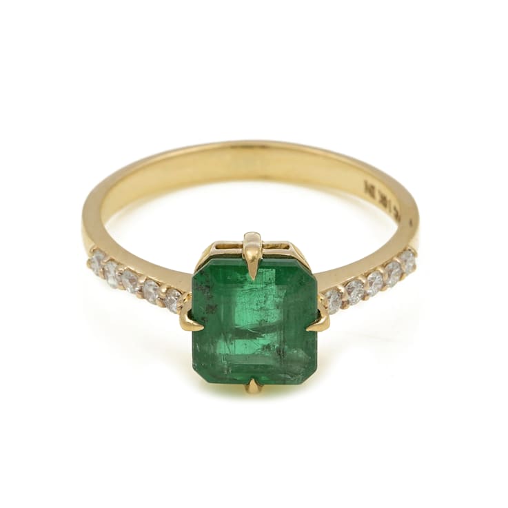 1.98Ctw Emerald with 0.15Ctw Diamond Ring in 14K YG