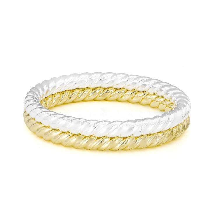 Twisted Band Stacking Ring Set In Sterling Silver And 18K Gold Over
Sterling Silver