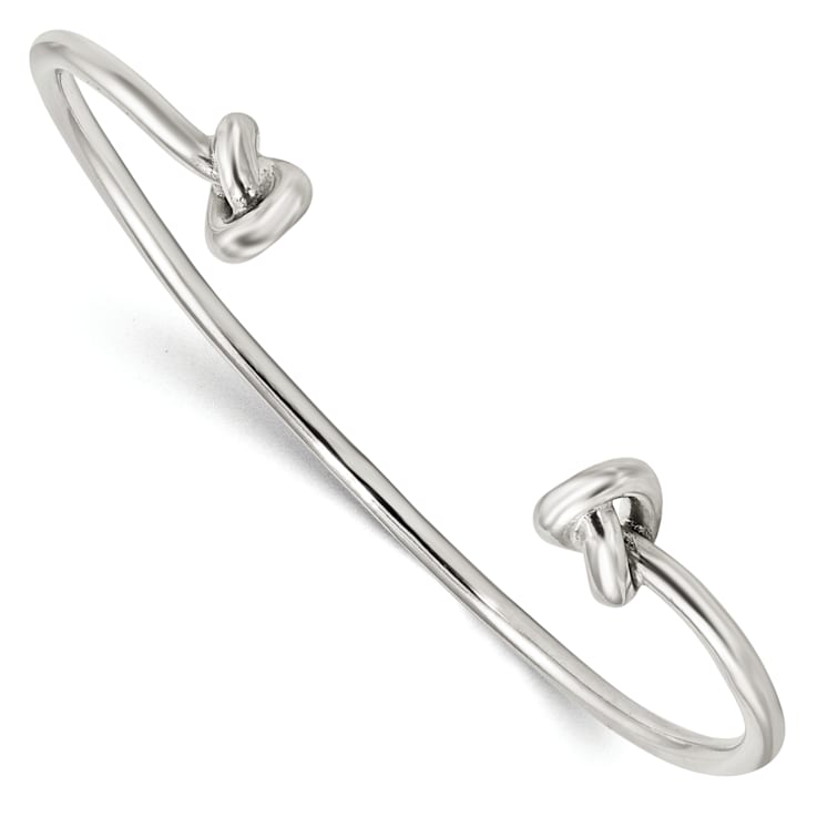 Sterling Silver Polished Knotted Ends Cuff Bracelet