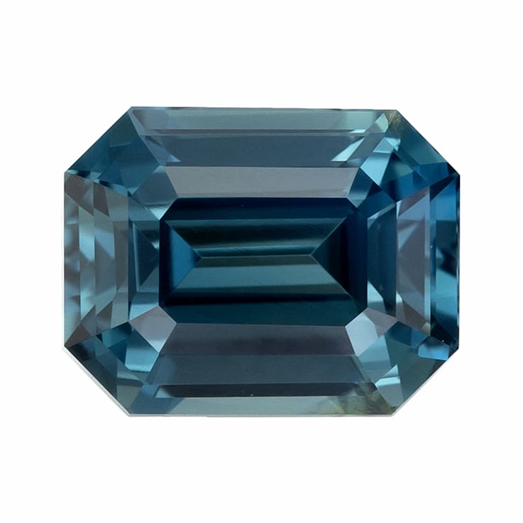 Blue-Green Sapphire Loose Gemstone Unheated 6.8x5.3mm Emerald Cut 1.62ct