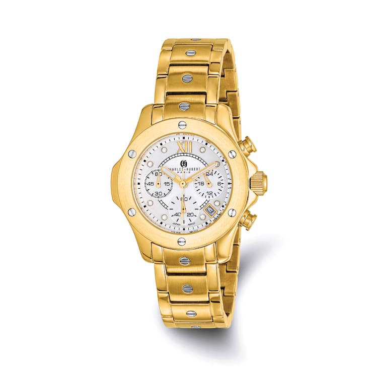 Charles Hubert Ladies IP-plated Stainless Silver 32mm Dial Watch