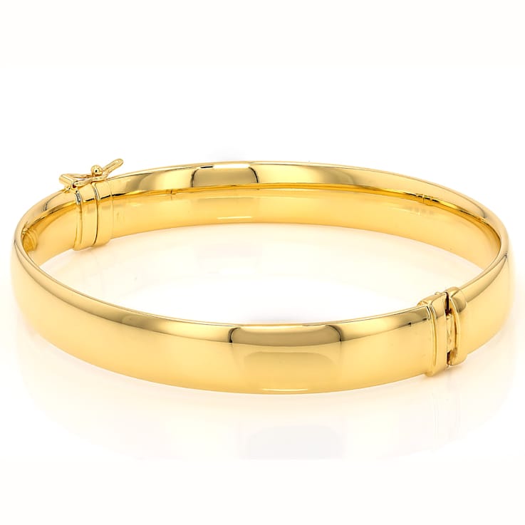Polished Hinged Bangle Bracelet In 18K Gold Over Bronze