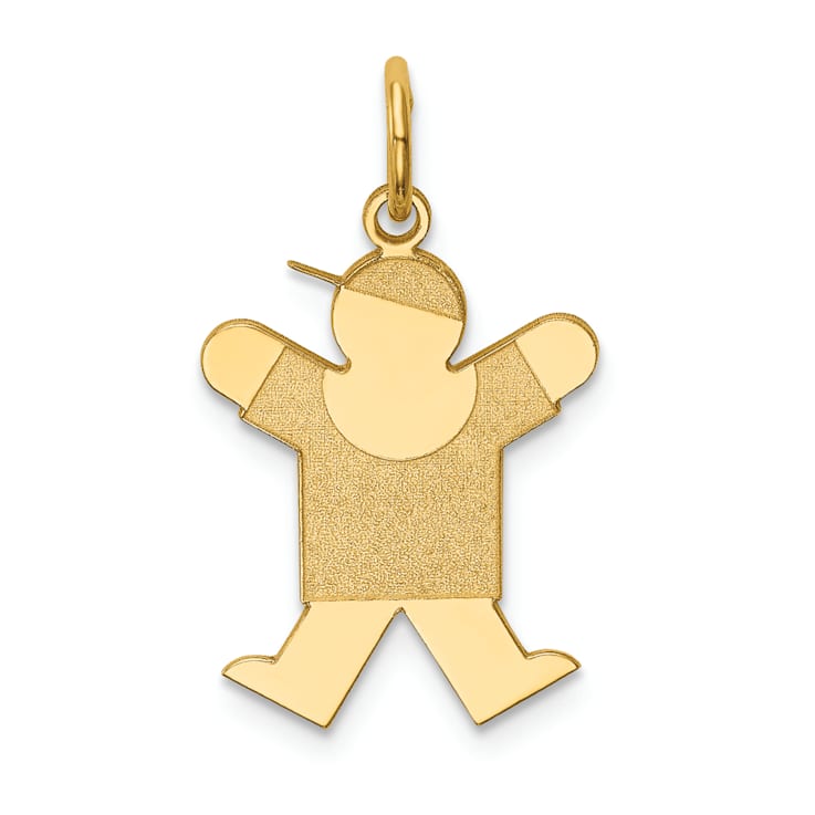 14k Yellow Gold Satin Boy with Hat Kid Charm