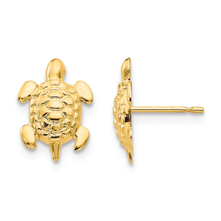 14K Yellow Gold Turtle Post Earrings