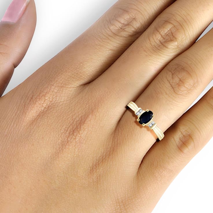 Black Sapphire 14K Gold Over Sterling Silver Ring 0.56ctw