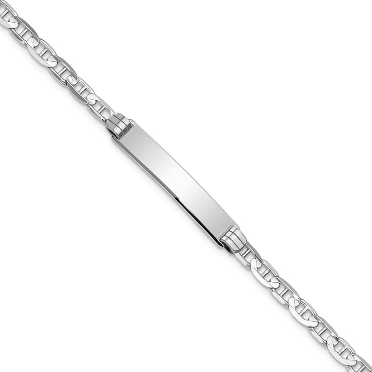 Rhodium Over 14k White Gold Mariner Link ID Bracelet
