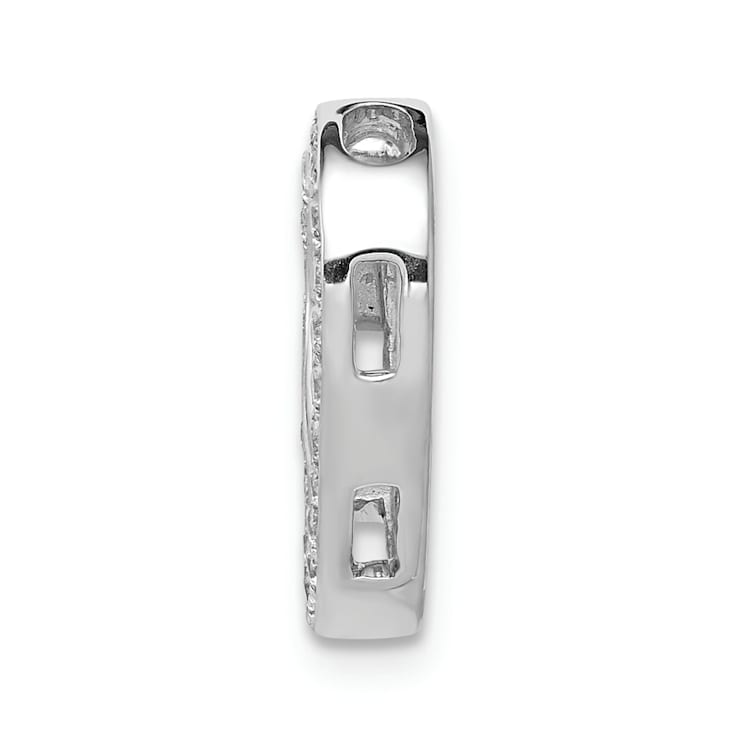 Rhodium Over 14k White Gold Diamond Heart Chain Slide