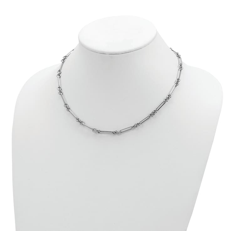 Rhodium Over 14k White Gold Polished Fancy Link Necklace
