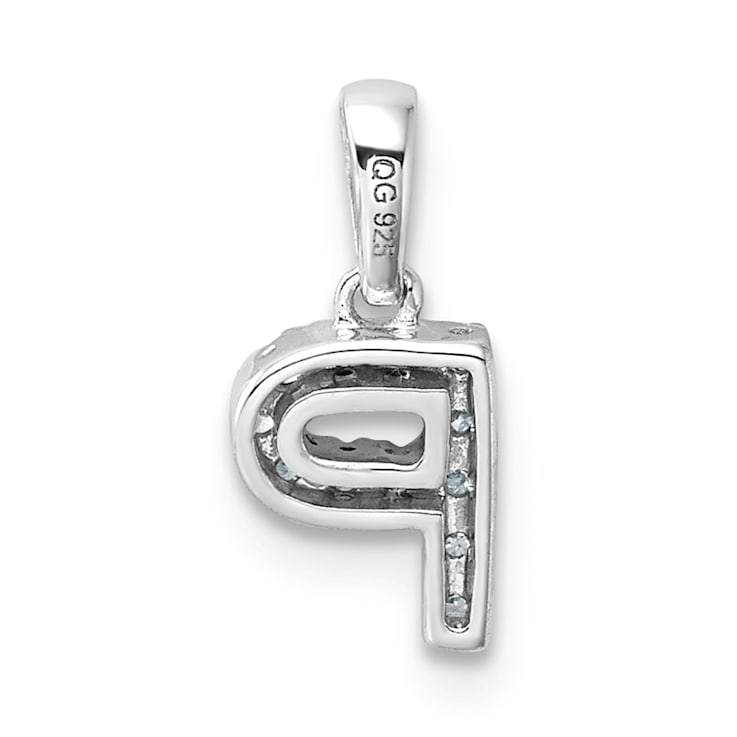 14K White Gold Diamond Letter P Initial with Bail Pendant