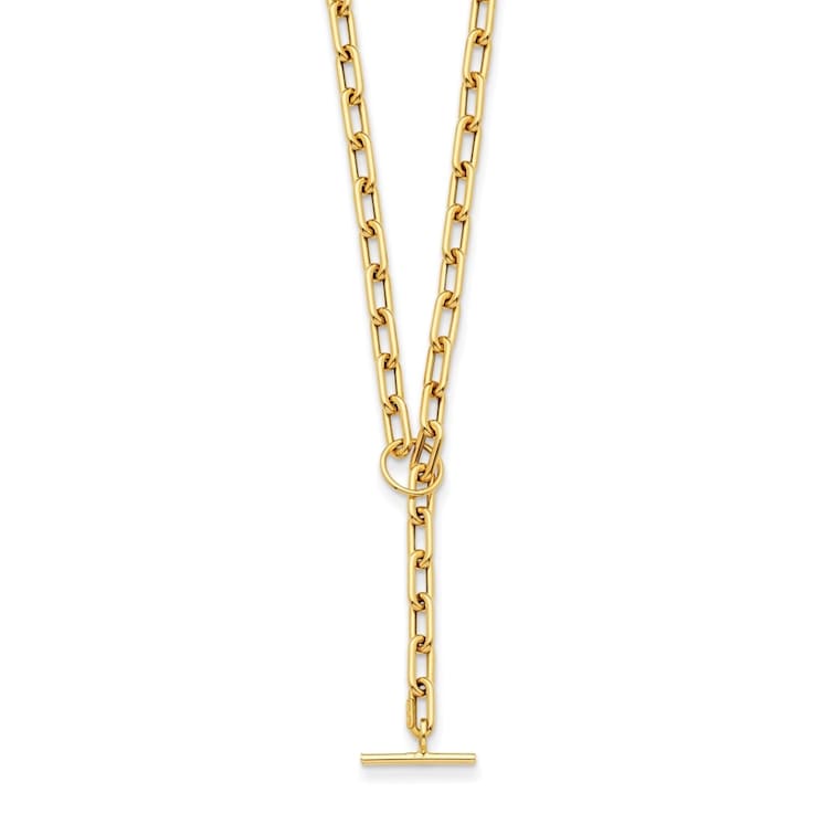 14K Yellow Gold Paperclip Y-drop 20-inch Toggle Necklace