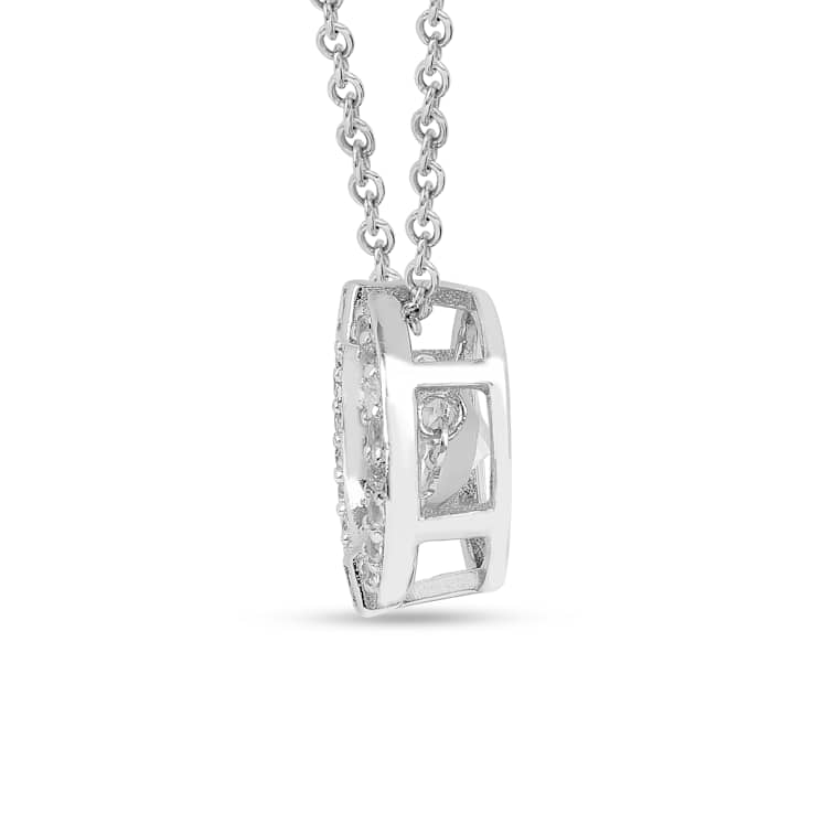 Lab Created White Sapphire and White Topaz Rhodium Over Sterling Silver Necklace
