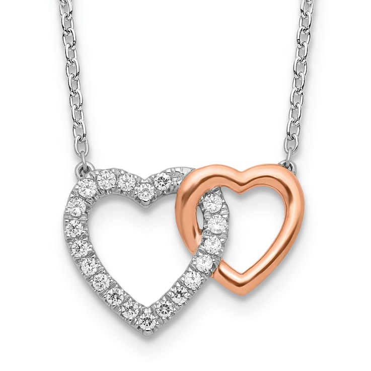 14K Two-Tone Lab Grown Diamond VS/SI GH, Hearts Pendant Necklace