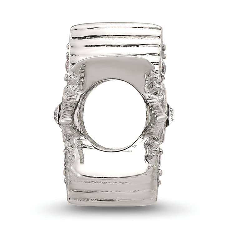 Sterling Silver Textured and Polished Cubic Zirconia Star Bead