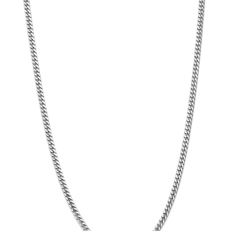Rhodium Over 14k White Gold 4.3mm Solid Miami Cuban 18 Inch Chain