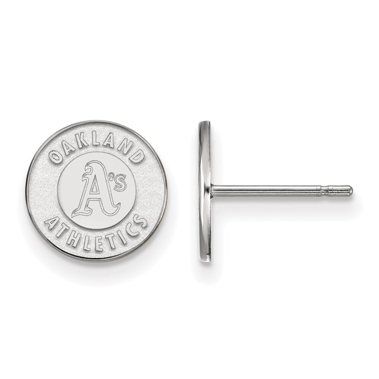 Rhodium Over Sterling Silver MLB LogoArt Oakland Athletics Post Earrings