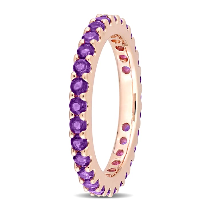 Amethyst 10K Rose Gold Eternity Ring 0.87ctw