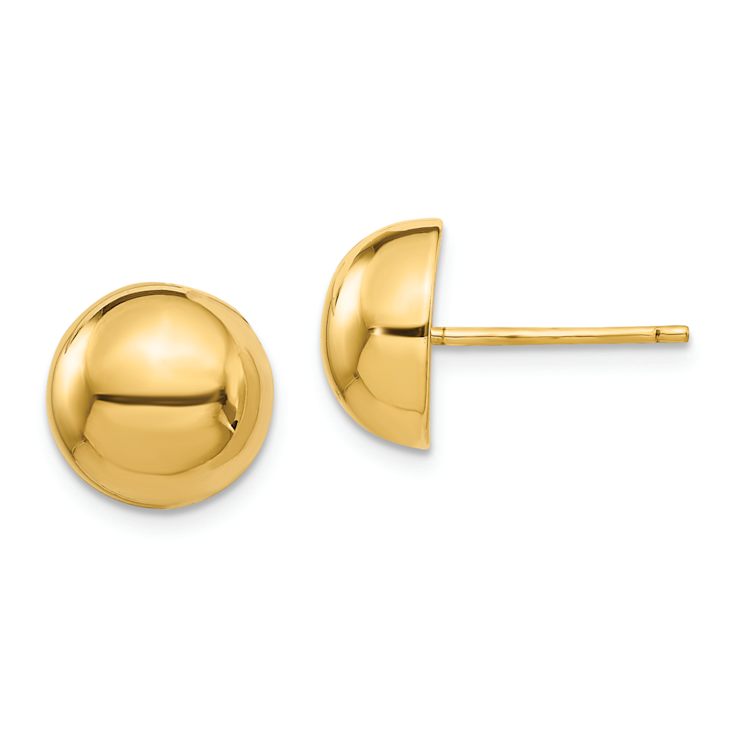 14k Yellow Gold Polished 10mm Half Ball Stud Earrings