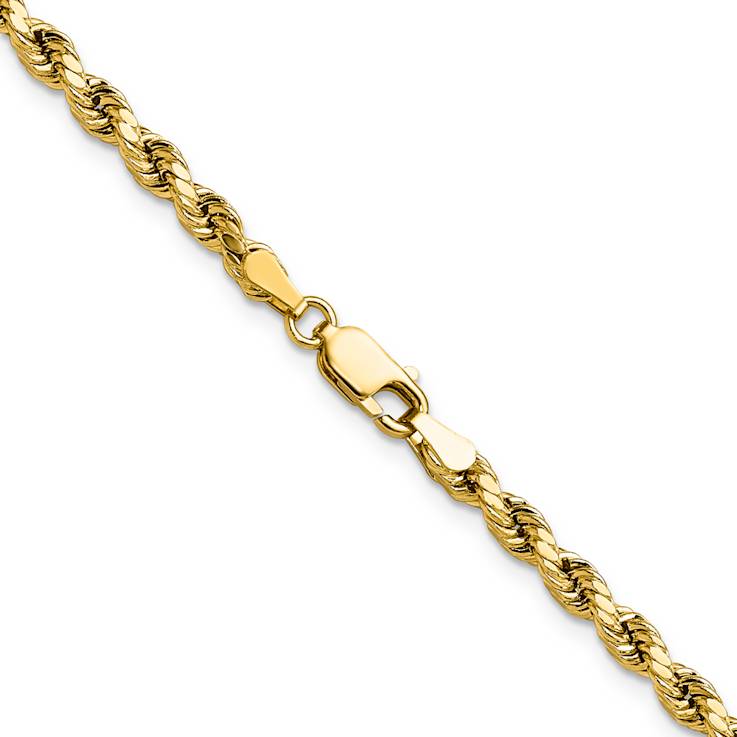 14k Yellow Gold 3.5mm Diamond-Cut Rope 16 Inch Chain