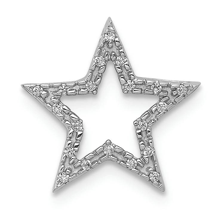 Rhodium Over 14k White Gold Small Diamond Star Chain Slide Pendant