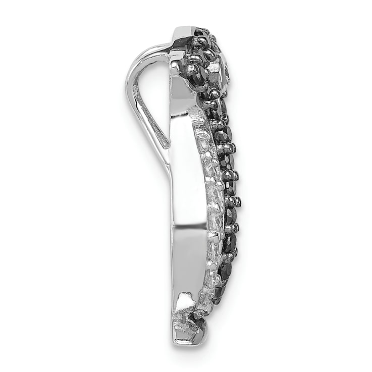 Rhodium Over Sterling Silver Black and White Cubic Zirconia Penguin
Chain Slide