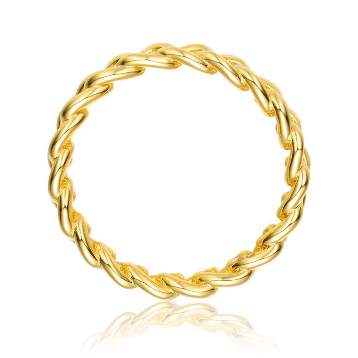Chain Link Band Ring In 14K Gold Over Sterling Silver