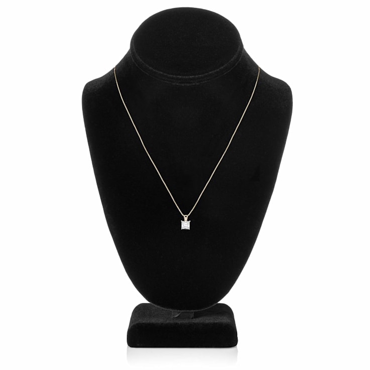 White Cubic Zirconia 14k Yellow Gold Pendant With Chain 1.00ctw
