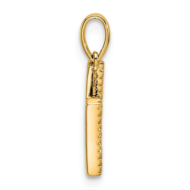 14k Yellow Gold Diamond Letter H Initial Pendant