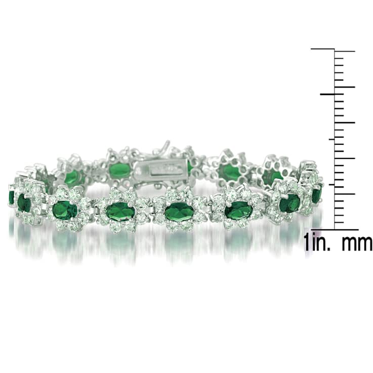 Emerald Color CZ Tennis Bracelet In Sterling Silver