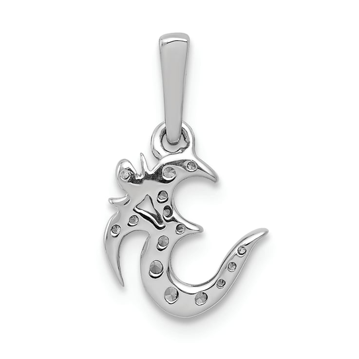 Rhodium Over 14k White Gold Diamond Om Symbol Pendant