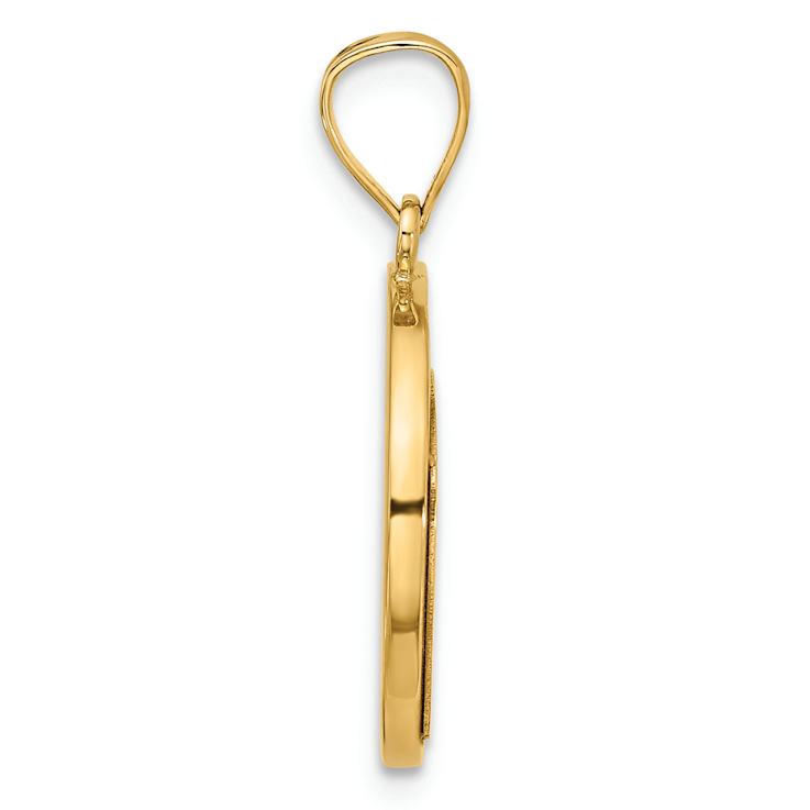 14k Yellow Gold Polished Moon and Stars Cut-out Pendant