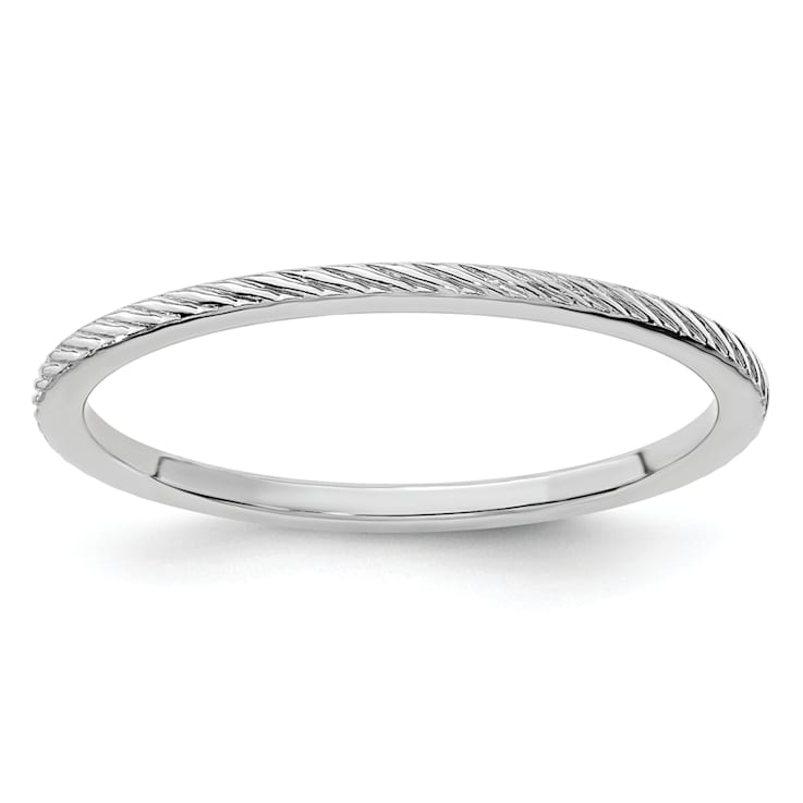 Rhodium Over 10K White Gold 1.2mm Twisted Wire Pattern Stackable
Expressions Band